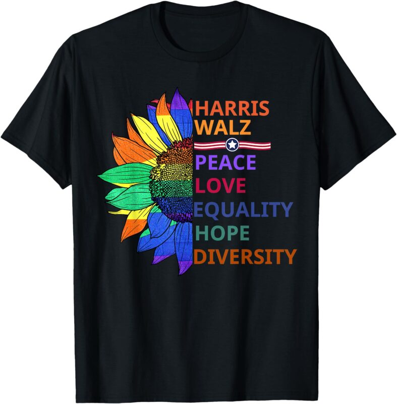 Kamala Harris Waltz Peace Love Equality Hope Diversity T-Shirt