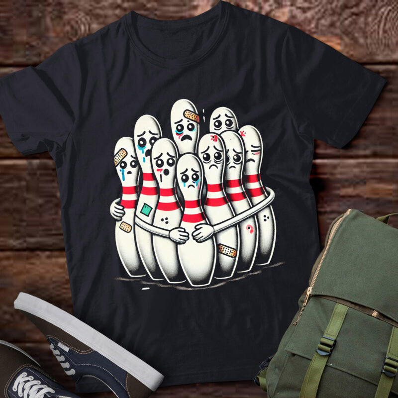 LT310 Cartoon Bowling Scared Bowling Pins Funny Sport Lover