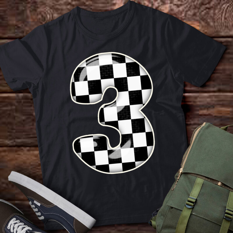 LT322 Birthday Boy three Race Car 3rd Birthday Racing Car Flag