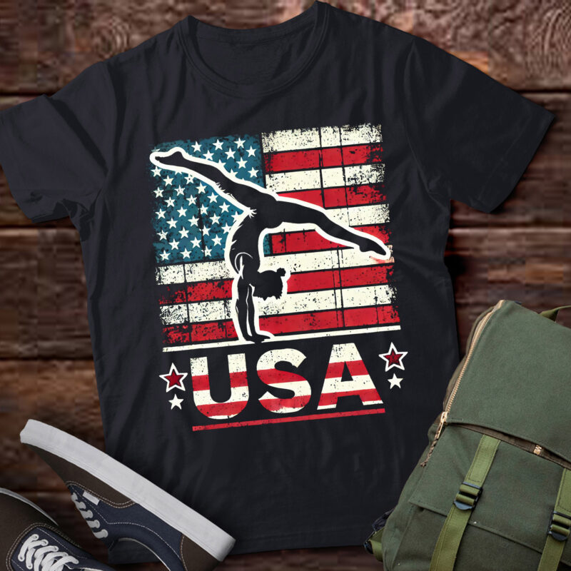LT412 Patriotic Sports Gift American USA Flag Gymnastics