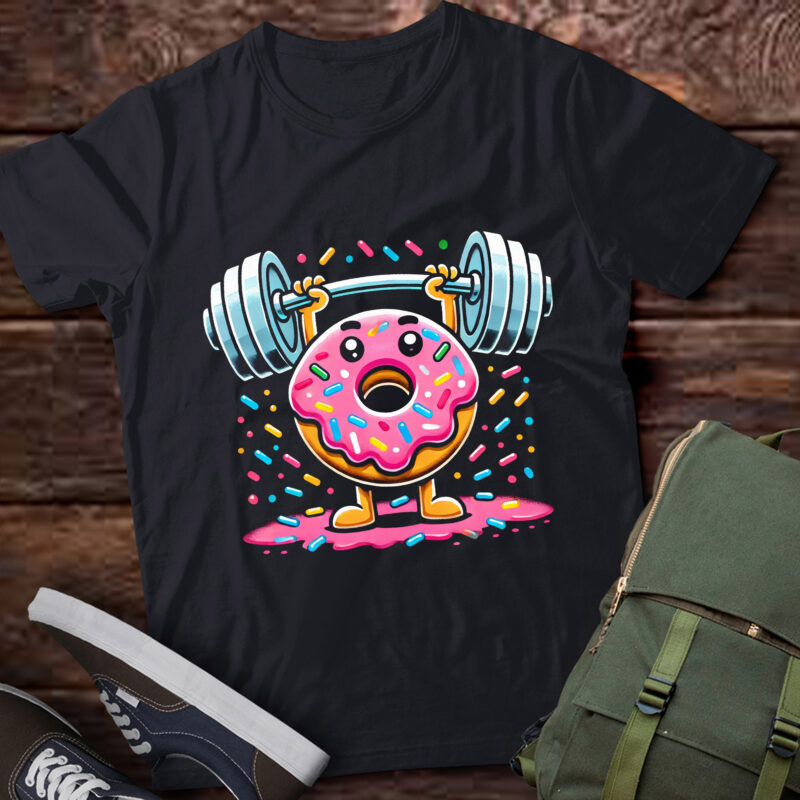 LT416 Weightlifing – Funny Fitness Workout Gym Cute Donut