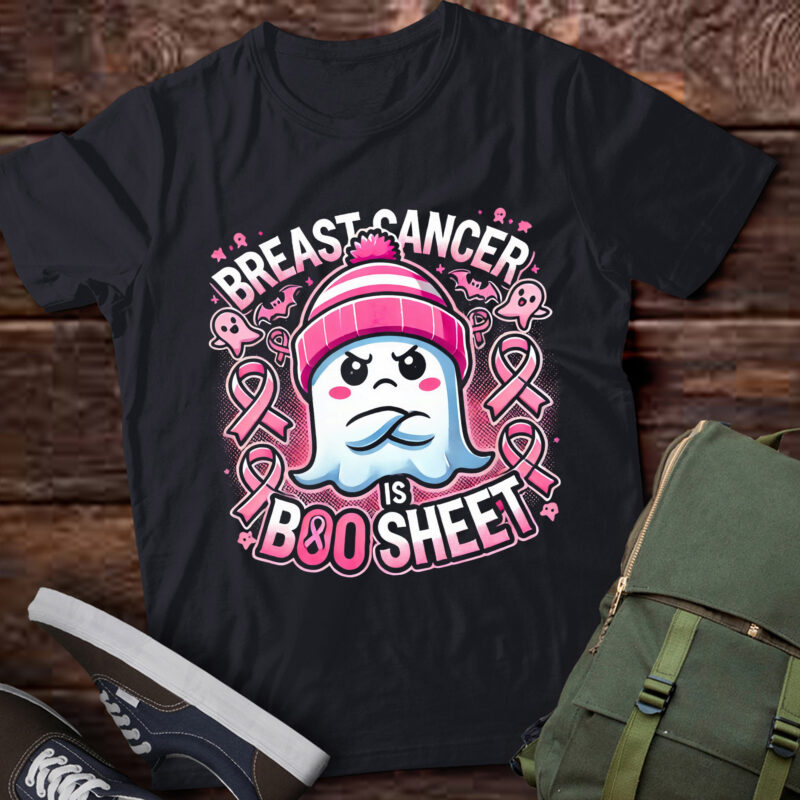 LT441 Breast Cancer Boo Sheet Retro Halloween Ghost