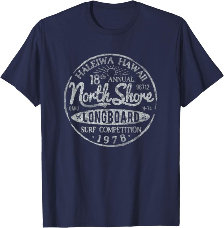Long Board North Shore Surf Vintage Hawaii Beach T-Shirt