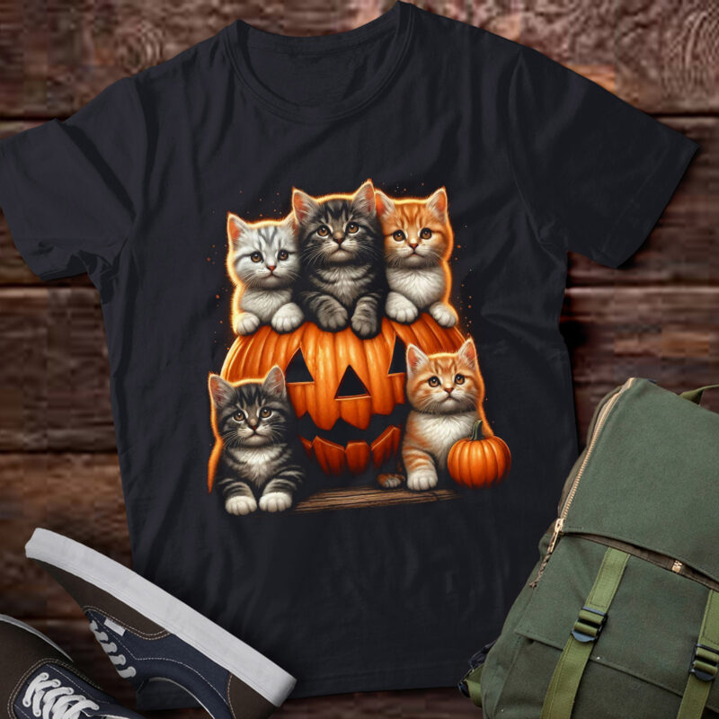 M428 Cat Pumpkin Halloween Retro Floral Spooky Season