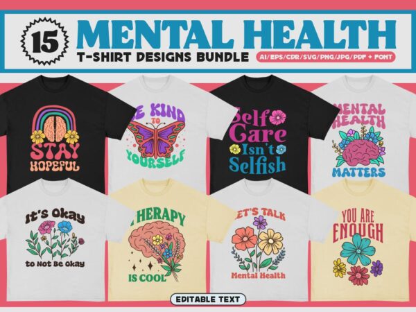 Mental health t-shirt design bundle Mental health t-shirt design bundle