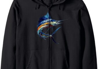 Marlin Majesty – Abstract Art Zip Hoodie
