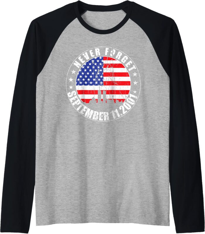 Memorial Day American Flag Raglan Baseball Tee