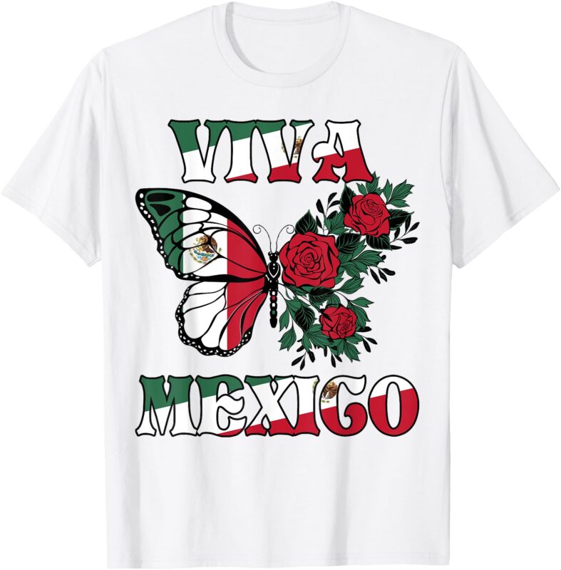 Mexican Independence Day Butterfly Viva Mexico Kids Women T-Shirt