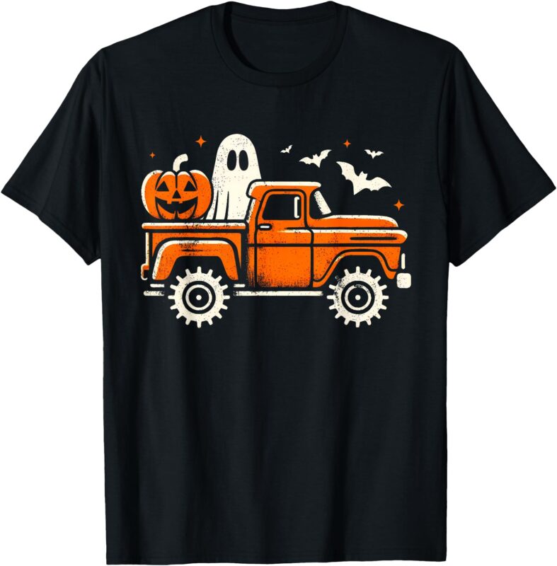 Monster Truck Shirt For Kids Boys Pumpkin Ghost Halloween T-Shirt