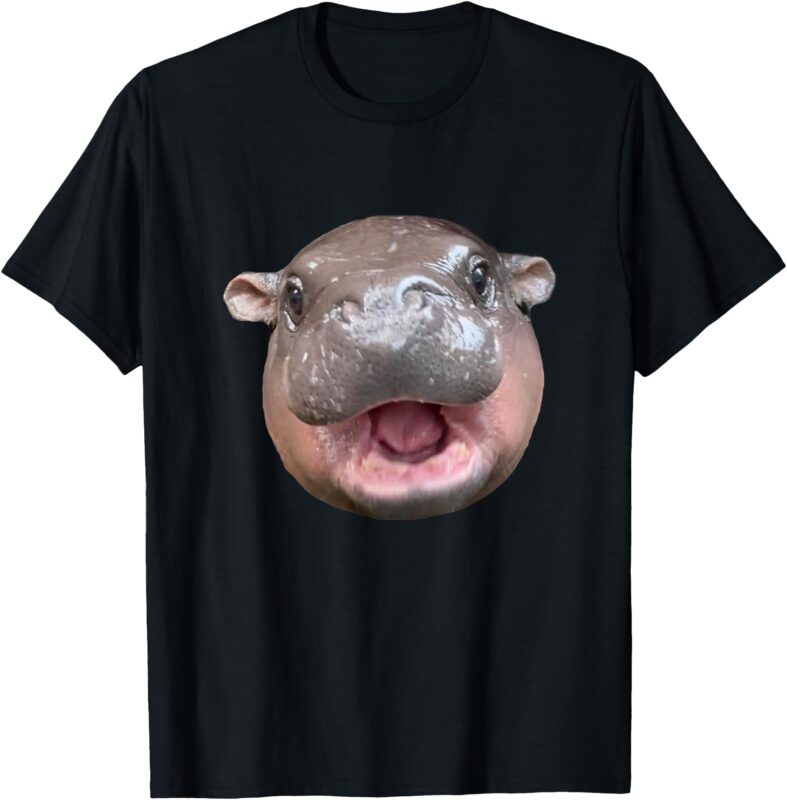 Moo Deng Bouncy Pig The Cute Baby Hippo Face T-Shirt