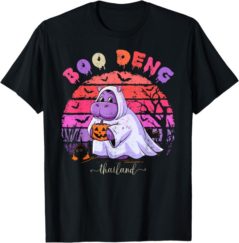 Moo Deng Hippo Baby Pygmy Hippopotamus Fun Halloween Costume T-Shirt
