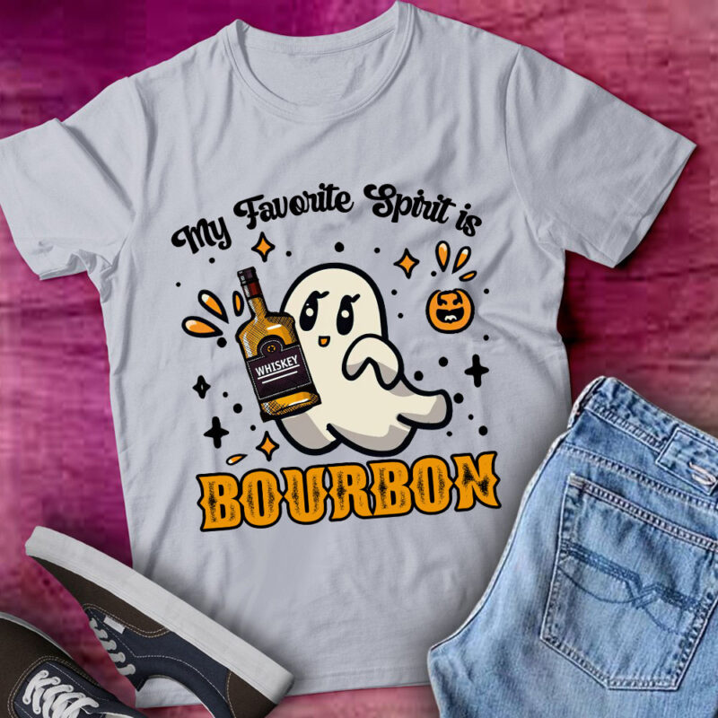 My Favorite Spirit is Bourbon Funny Halloween Ghost Men T-Shirt ltsp