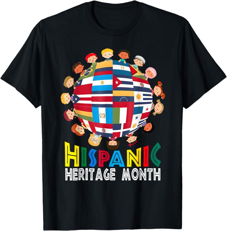 National Hispanic Heritage Month Children Latin Flags Kids T-Shirt