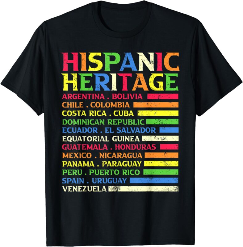 National Latino Countries Flag Hispanic Heritage Month 2024 T-Shirt