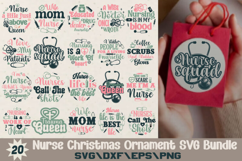 Nurse Christmas Ornament T-shirt Bundle Nurse Christmas Ornament SVG Bundle