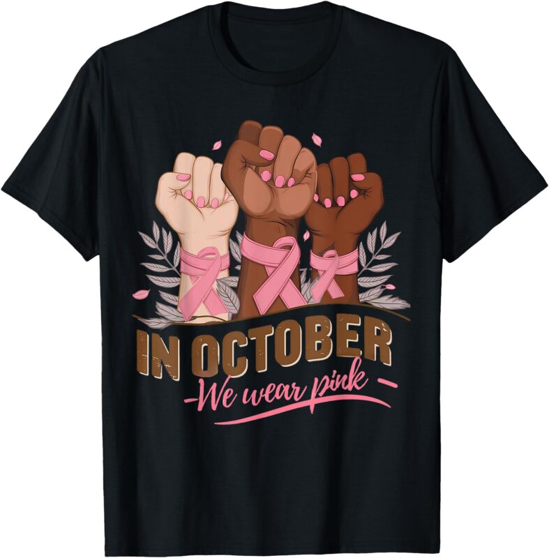 October We Wear Pink Halloween Breast Cancer Awareness T-Shirt