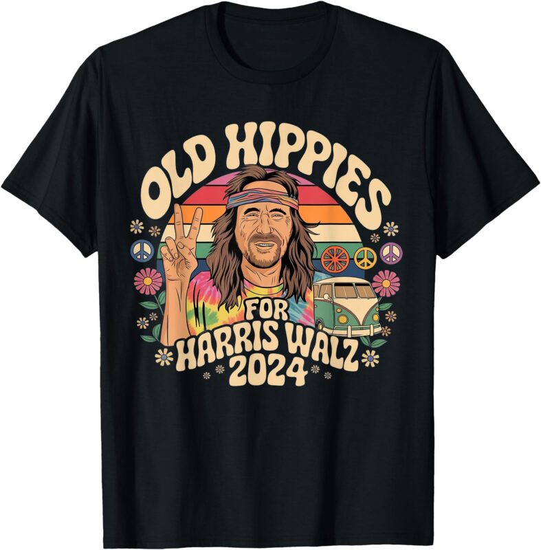 Old Hippies For Harris Waltz 2024 Election Kamala Harris T-Shirt