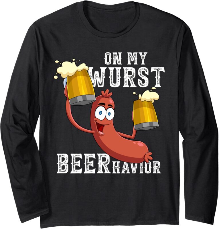 On My Wurst Behavior Beer Schnitzel Oktoberfest Costume Men Long Sleeve T-Shirt
