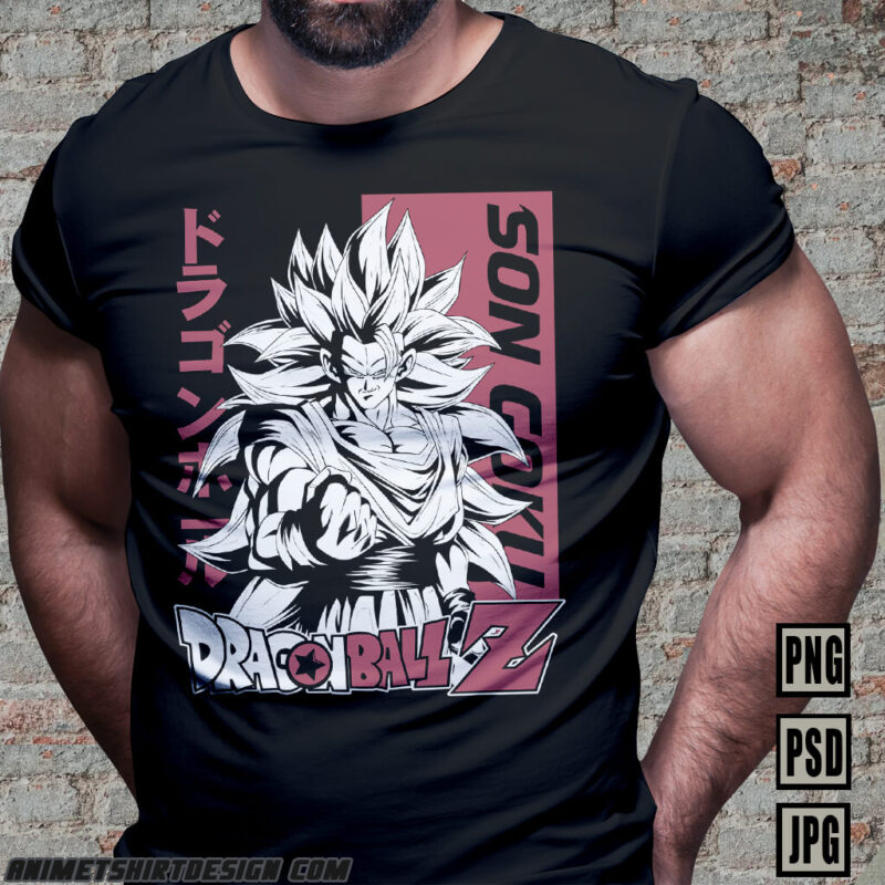 SON GOKU DRAGON BALL Z PART#12 ANIME TSHIRT DESIGN BUNDLE PNG PSD