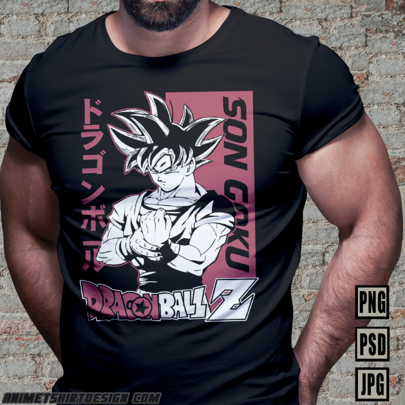 SON GOKU DRAGON BALL Z PART#12 ANIME TSHIRT DESIGN BUNDLE PNG PSD