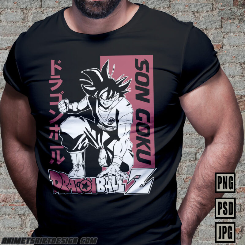 SON GOKU DRAGON BALL Z PART#12 ANIME TSHIRT DESIGN BUNDLE PNG PSD