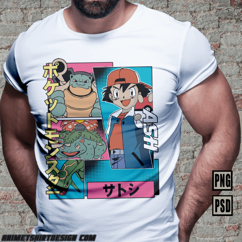 [PART#13] POKEMON MONSTER RETRO COMIC ANIME TSHIRT DESIGN BUNDLE WHITE SHIRT