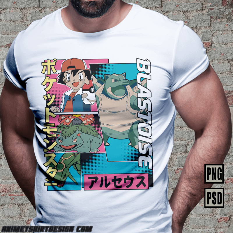 [PART#13] POKEMON MONSTER RETRO COMIC ANIME TSHIRT DESIGN BUNDLE WHITE SHIRT