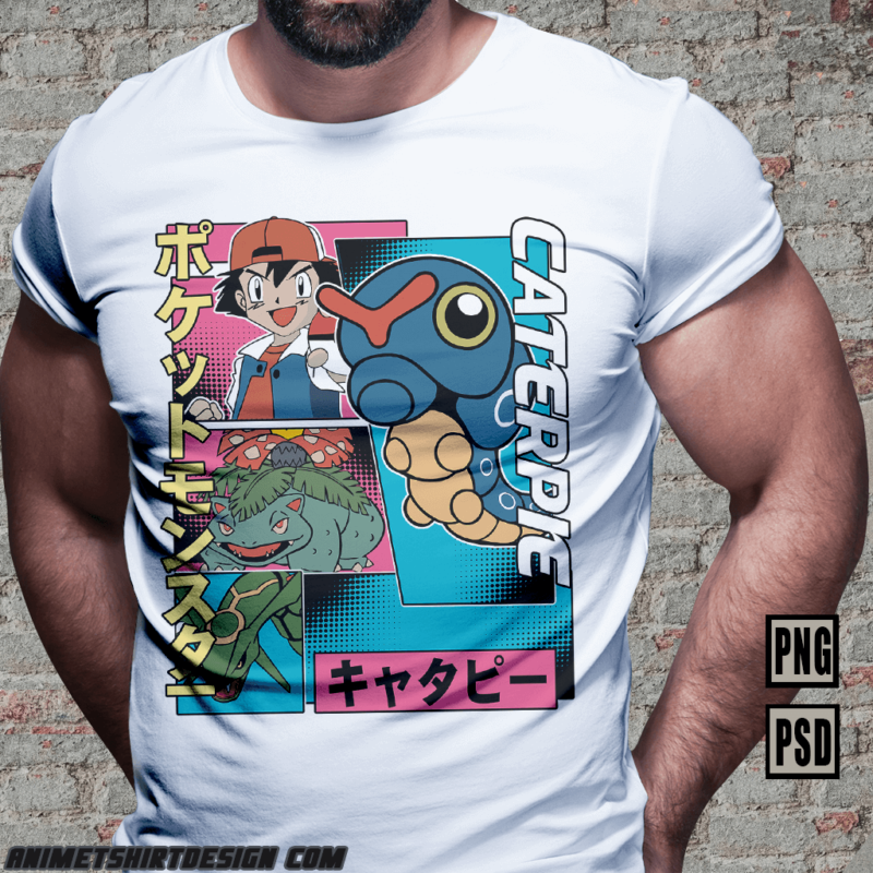 [PART#13] POKEMON MONSTER RETRO COMIC ANIME TSHIRT DESIGN BUNDLE WHITE SHIRT