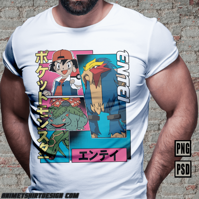 [PART#13] POKEMON MONSTER RETRO COMIC ANIME TSHIRT DESIGN BUNDLE WHITE SHIRT