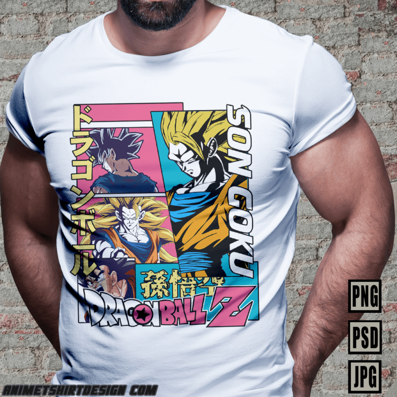 [PART#13] SON GOKU DRAGON BALL Z RETRO ANIME TSHIRT DESIGN BUNDLE