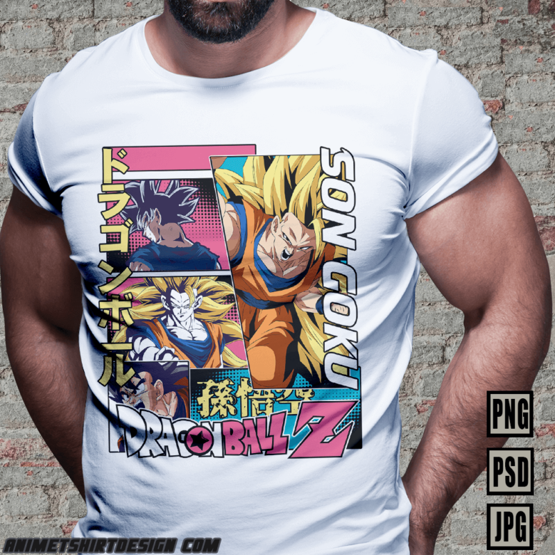 [PART#13] SON GOKU DRAGON BALL Z RETRO ANIME TSHIRT DESIGN BUNDLE