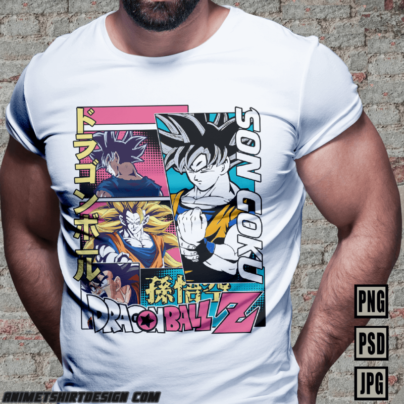 [PART#13] SON GOKU DRAGON BALL Z RETRO ANIME TSHIRT DESIGN BUNDLE