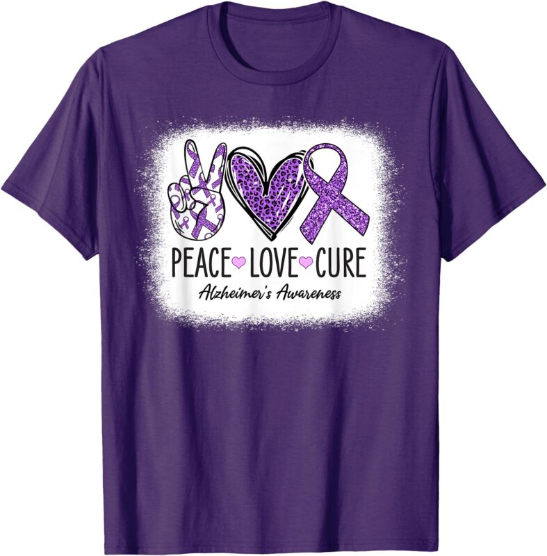 Peace Love Cure We Wear Purple for Alzheimer’s Awareness T-Shirt