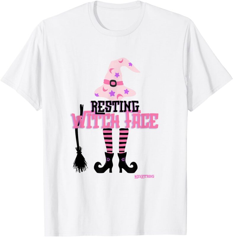 Resting Witch Face Halloween Broomstick T-Shirt
