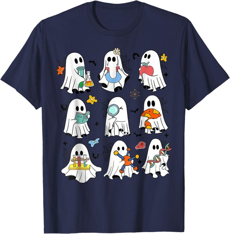 Retro Halloween Science Teacher Ghost Laboratory Teacher T-Shirt