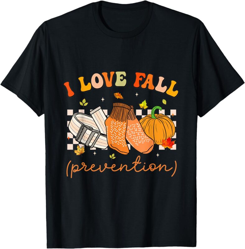 Retro I Love Fall Prevention Fall Physical Therapy Groovy T-Shirt