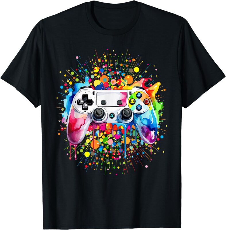 Retro Polka Dots Gaming Controller Video Gamers Dot Day Boys T-Shirt