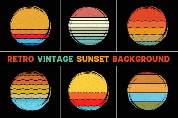 Retro Vintage Sunset Graphic Bundle