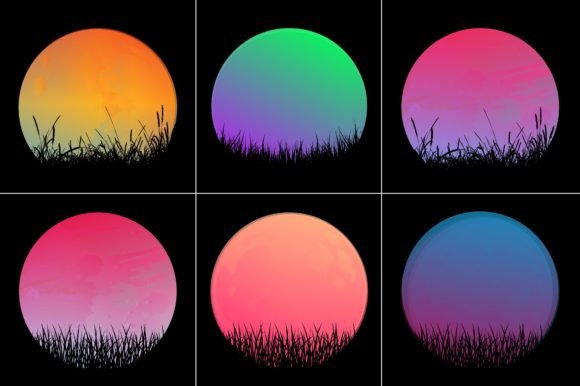 Retro Vintage Sunset Grunge Background Bundle