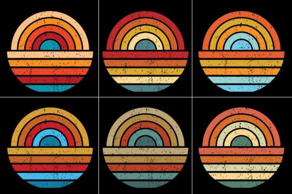Retro Vintage Sunset Grunge Background Bundle