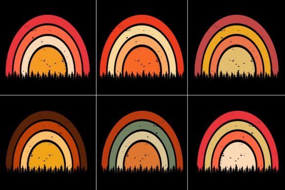 Retro Vintage Sunset Grunge Background Bundle