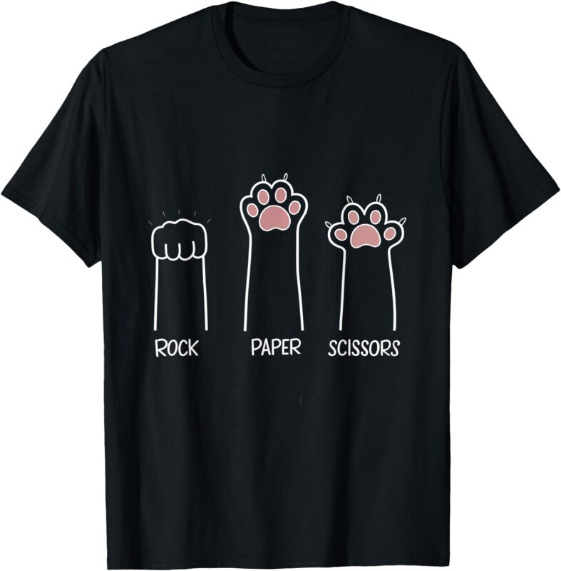 Rock Paper Scissors Paw Game Cat Love Pet Enthusiasts T-Shirt