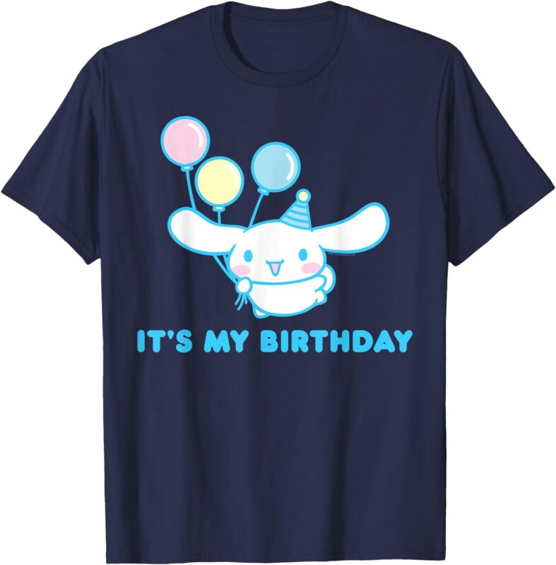 Sanrio Cinnamoroll Birthday T-Shirt_ Adult Classic Fit, Blue Crew Neck, Short Sleeve
