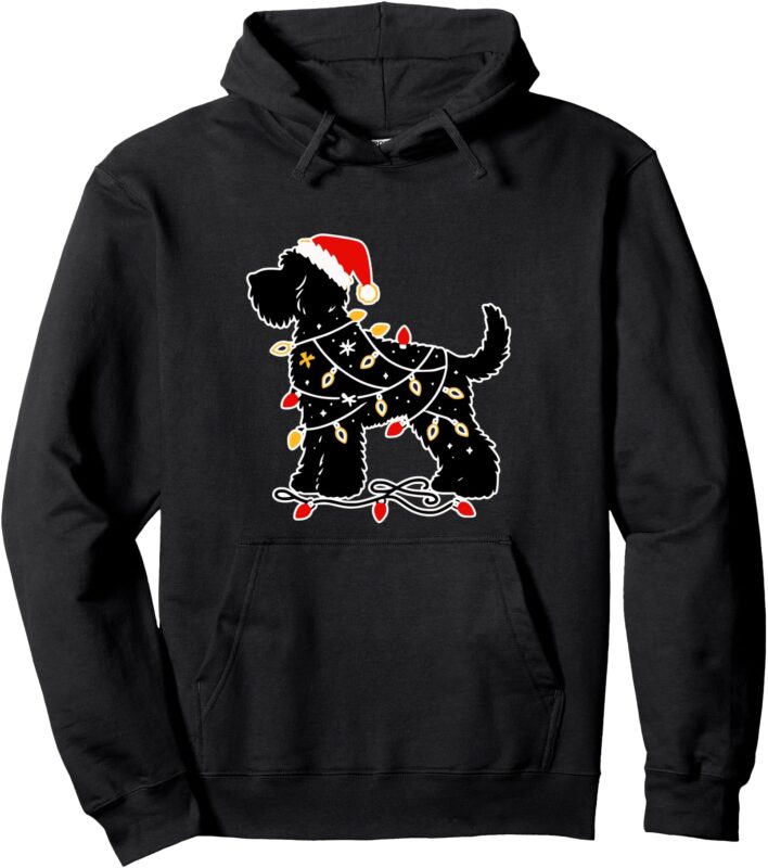 Santa Puppy Christmas Lights Pullover Hoodie