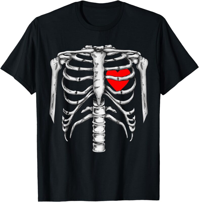 Skeleton Rib Cage Heart Xray Halloween Easy Costume T-Shirt