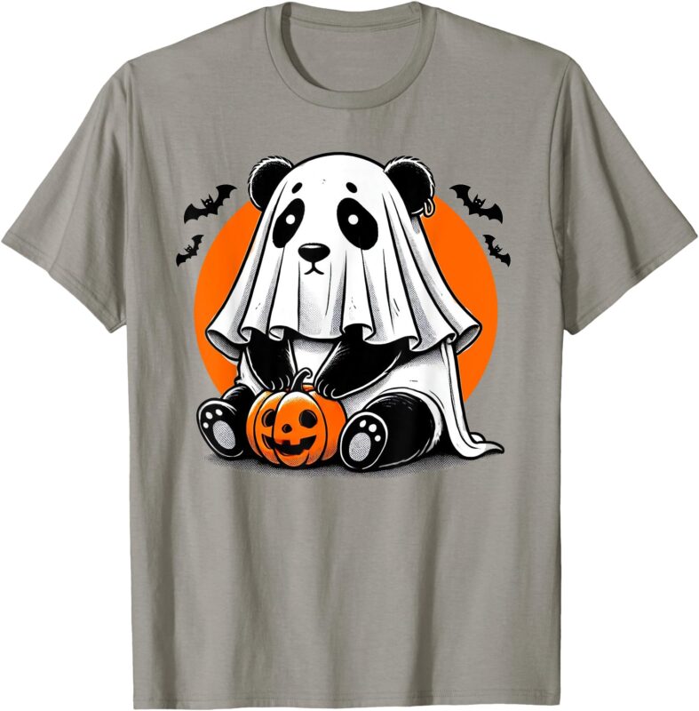 Spooky Panda Wearing A Ghost Halloween Costume Funny Horror T-Shirt
