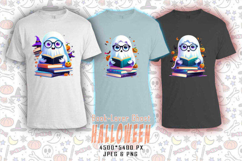 Halloween Spooky Ghost with Book of Halloween t-shirt design bundle with 20 design