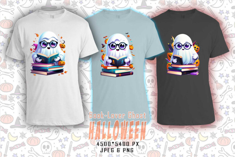 Halloween Spooky Ghost with Book of Halloween t-shirt design bundle with 20 design