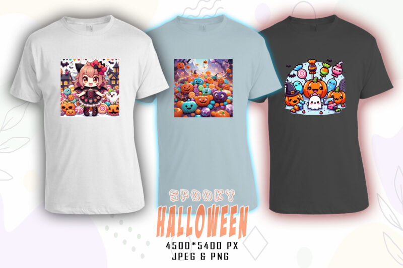Magical Halloween Cute Ghost t-shirt design bundle with 100 designs