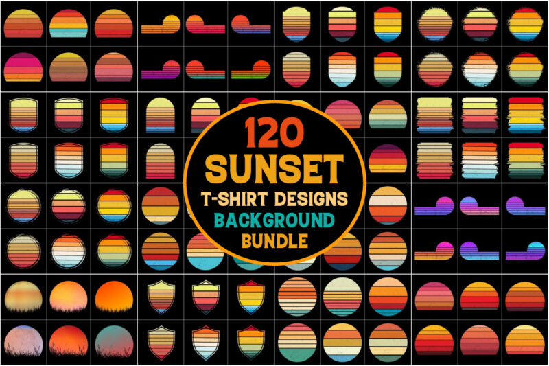 Sunset Colorful T-Shirt Graphic Bundle